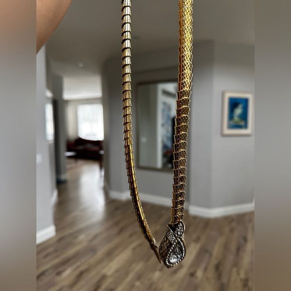 Crystal and gold snakeskin Roberto cavalli necklace sold - Picture 10 of 13
